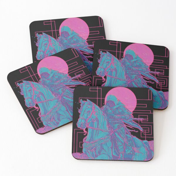 Item preview, Neon Y2K Mongolian Horse Rider Silhouette designed and sold by ChinzorigBAY.