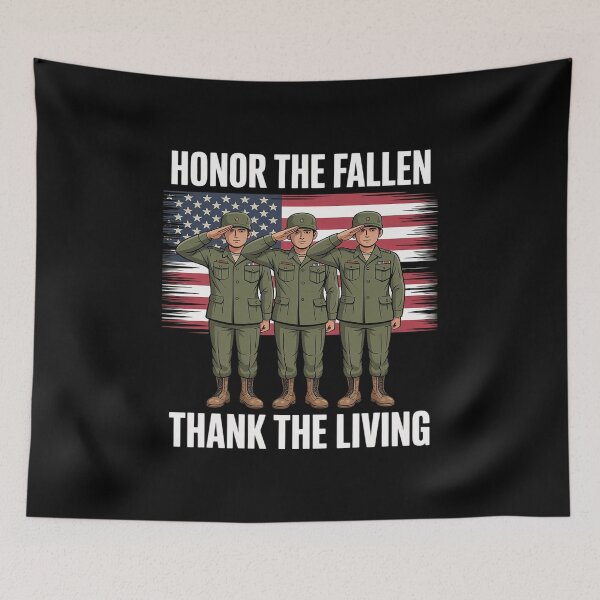 Item preview, US Flag American Soldiers Honor The Fallen Thank The Living designed and sold by Voidbinder.