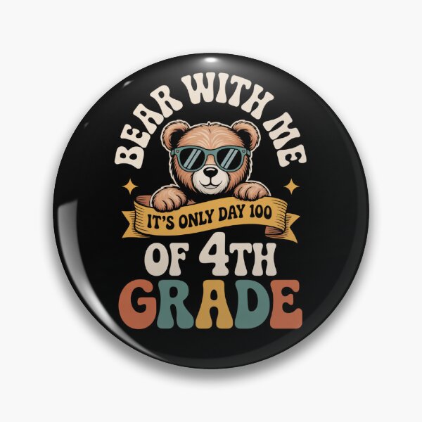 Item preview, Bear With Me It's Only Day 100 of 4th Grade Teacher Retro Groovy designed and sold by ViralVector.