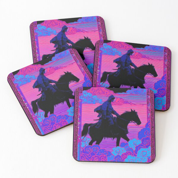 Item preview, Neon Y2K Mongolian Horse Rider Silhouette designed and sold by ChinzorigBAY.