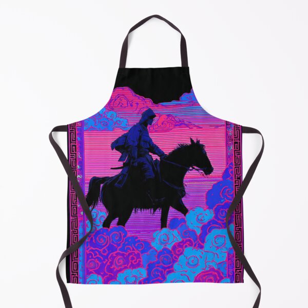 Item preview, Neon Y2K Mongolian Horse Rider Silhouette designed and sold by ChinzorigBAY.