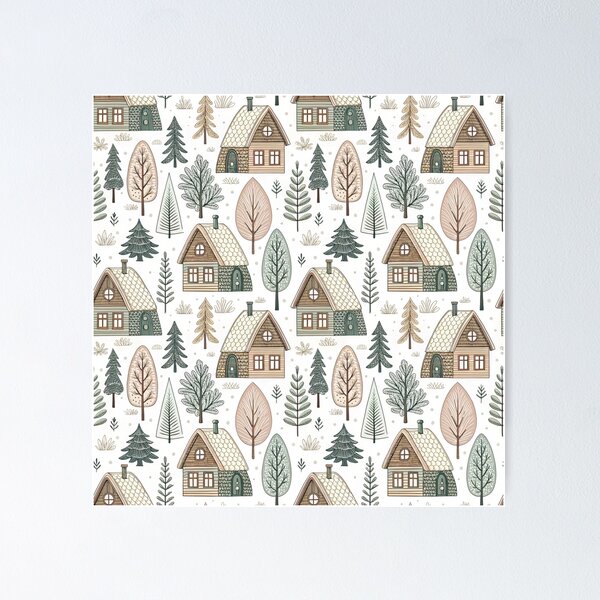 Item preview, Nordic Cozy Cottages | Scandinavian Folk Art designed and sold by Shuga-Design.
