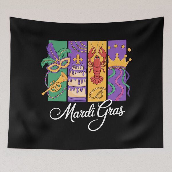 Artikelvorschau, Mardi Gras Fleur De Lis Mask King Cake Crawfish Louisiana entworfen und verkauft von JonathalIngham.