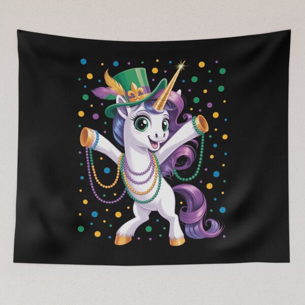 Item preview, Mardi Gras Flossing Unicorn Jester Hat Bead designed and sold by JonathalIngham.