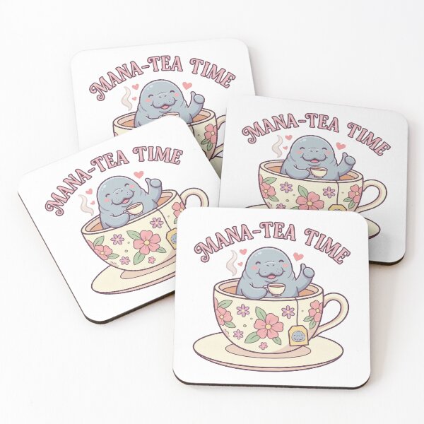 Item preview, Mana-TEA Time - Cute Manatee Drinking Tea Pun designed and sold by Petzzz.