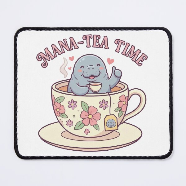 Item preview, Mana-TEA Time - Cute Manatee Drinking Tea Pun designed and sold by Petzzz.