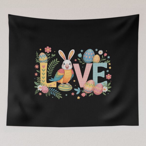 Item preview, Love Easter Bunny Sun Conure Hunting Eggs Flowers designed and sold by JonathalIngham.