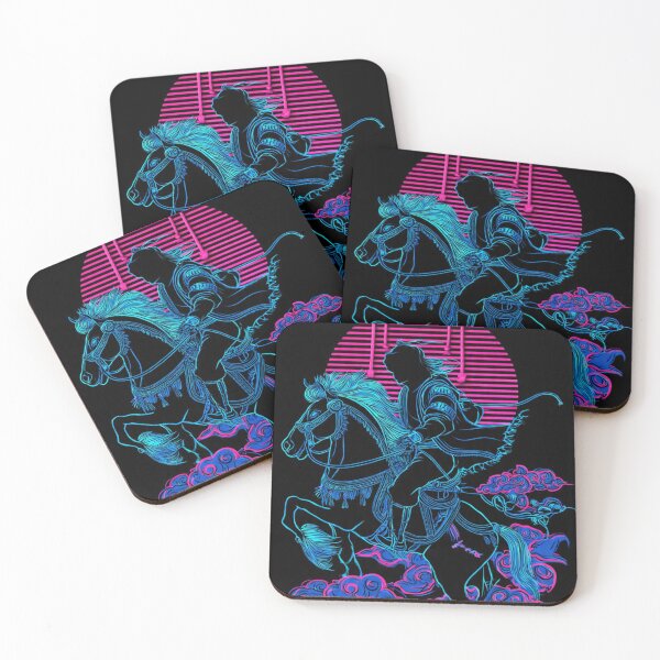 Item preview, Neon Y2K Mongolian Horse Rider Silhouette designed and sold by ChinzorigBAY.