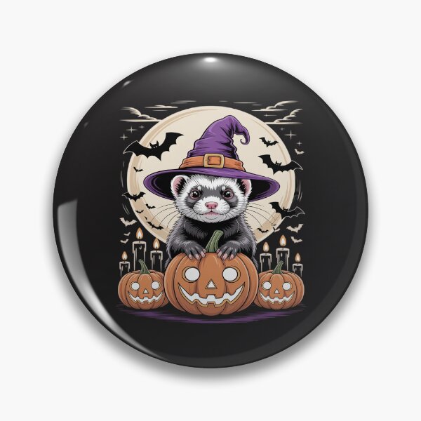 Item preview, ferret Witch Halloween - Spooky Pumpkin Bats Art designed and sold by VladimiaPutin.