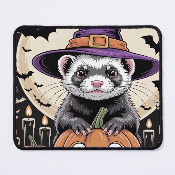 Item preview, ferret Witch Halloween - Spooky Pumpkin Bats Art designed and sold by VladimiaPutin.