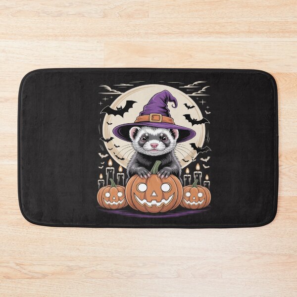 Item preview, ferret Witch Halloween - Spooky Pumpkin Bats Art designed and sold by VladimiaPutin.