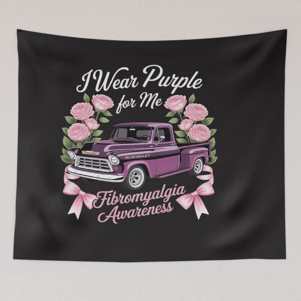 Item preview, Fibromyalgia Awareness Floral Truck Purple Ribbon designed and sold by VladimiaPutin.