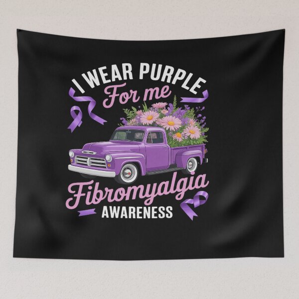 Item preview, Fibromyalgia Awareness Purple Floral Truck Purple Ribbon designed and sold by VladimiaPutin.
