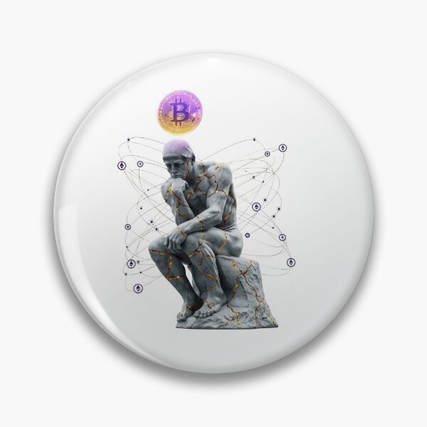 Item preview, The Thinker Bitcoin Statue - Crypto Wealth Meditation Vaporwave Art designed and sold by HustleHardCo.