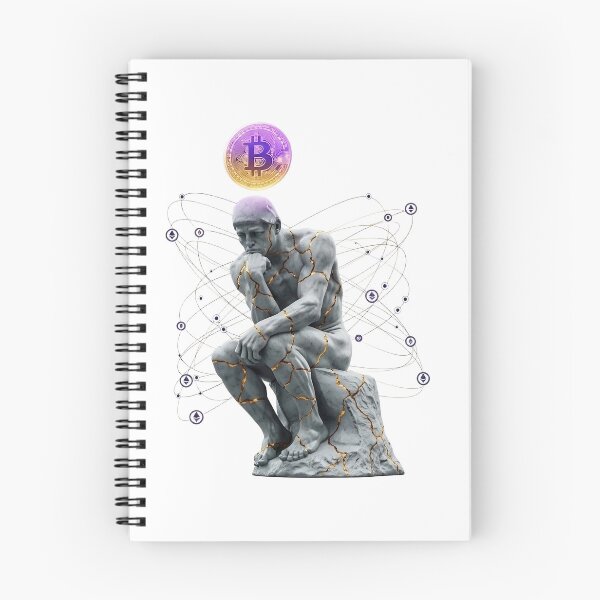 Item preview, The Thinker Bitcoin Statue - Crypto Wealth Meditation Vaporwave Art designed and sold by HustleHardCo.