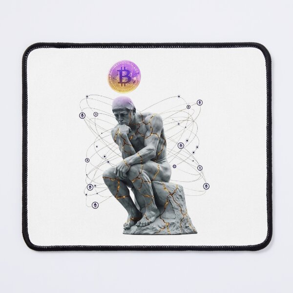 Item preview, The Thinker Bitcoin Statue - Crypto Wealth Meditation Vaporwave Art designed and sold by HustleHardCo.