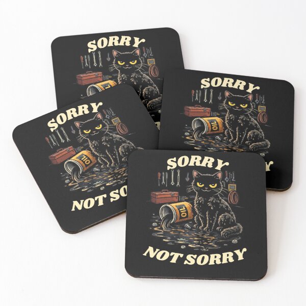 Item preview, Funny Mechanic Cat Spilling Oil - Sorry Not Sorry designed and sold by JakubDesigns89.