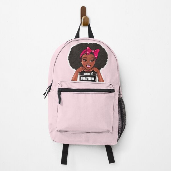 Item preview, Queen Black is beautiful black girl with Big afro, pink bow, brown eyes and dark brown skin ! designed and sold by Artonmytee.
