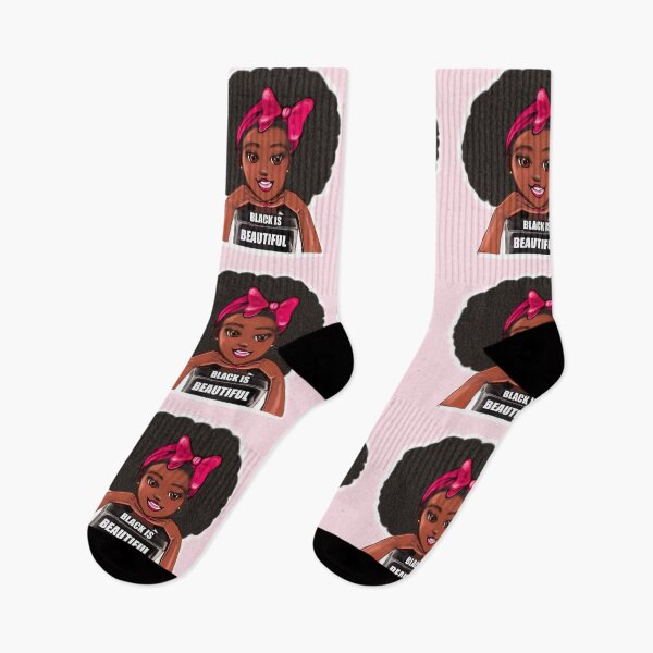 Item preview, Queen Black is beautiful black girl with Big afro, pink bow, brown eyes and dark brown skin ! designed and sold by Artonmytee.
