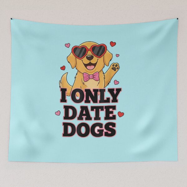 Item preview, I Only Date Dogs Funny Valentine Dog Shirt | Cute Cartoon Dog Lover Graphic Tee | Anti Valentine Pet Humor designed and sold by ZyxDes.