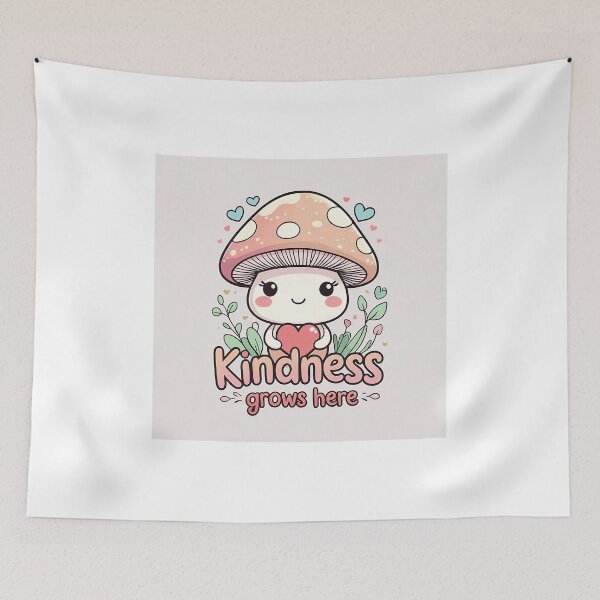 Item preview, Kindness grows here | kawaii mushroom designed and sold by Classy-Artist.