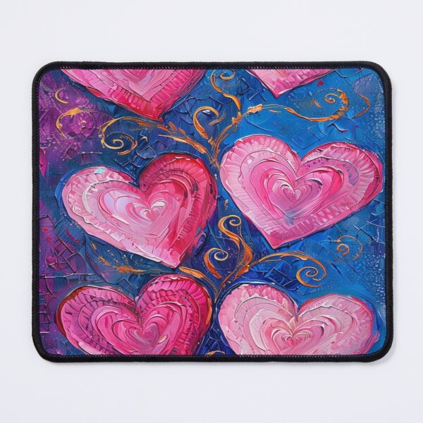 Item preview, Pink hearts pattern on a blue background designed and sold by saly55887.