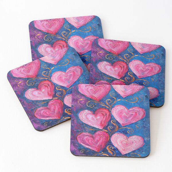 Item preview, Pink hearts pattern on a blue background designed and sold by saly55887.