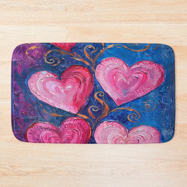 Item preview, Pink hearts pattern on a blue background designed and sold by saly55887.