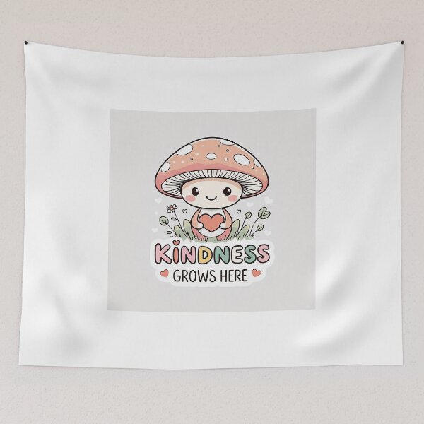 Item preview, Kindness grows here | kawaii mushroom designed and sold by Classy-Artist.
