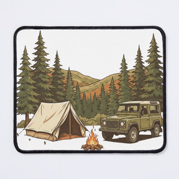 Item preview, Vintage Land Rover Defender Forest Camping Scene designed and sold by EverBranz-stor.