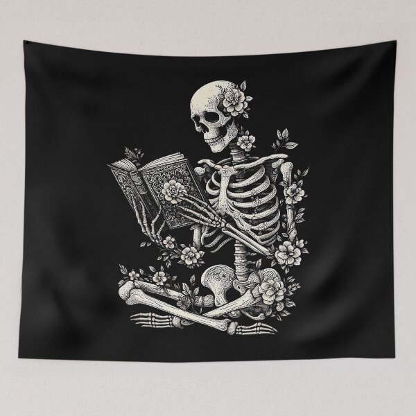 Item preview, Skeleton Book Floral Skull designed and sold by brelihebanac.