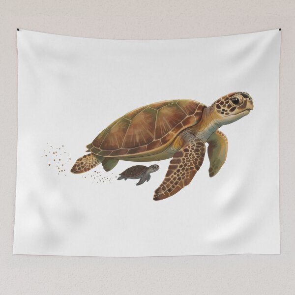 Item preview,  Realistic Mother and Baby Sea Turtle Swimming designed and sold by zoughlal.