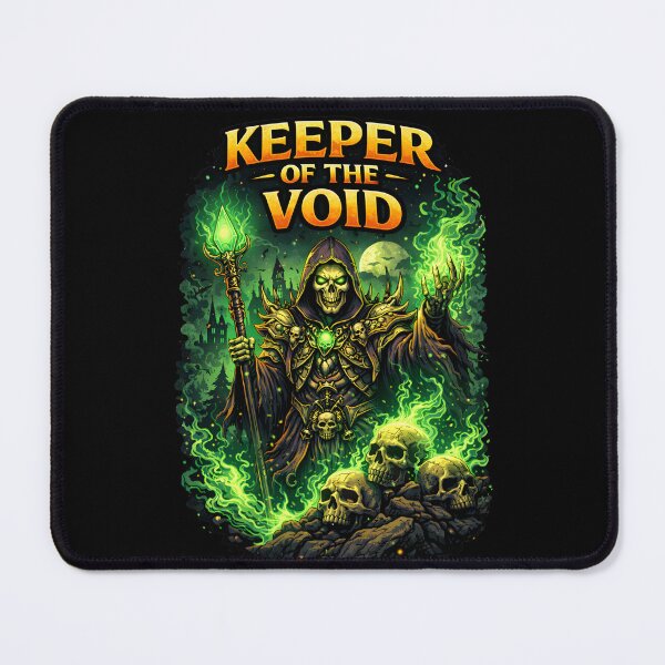Item preview, Keeper of the Void – Dark Fantasy Necromancer with Green Magic – Gothic Skull Illustration designed and sold by Hischers Solution.