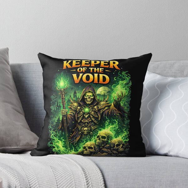 Item preview, Keeper of the Void – Dark Fantasy Necromancer with Green Magic – Gothic Skull Illustration designed and sold by Hischers Solution.