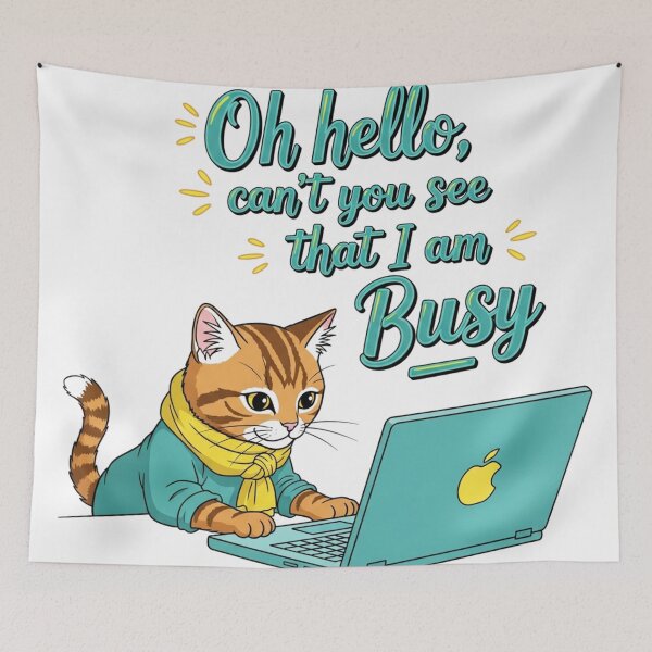 Item preview, Oh Hello I Am Busy Cat | Funny WFH Introvert Humor Design designed and sold by LoveDesignMania.