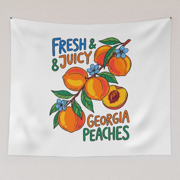 Item preview, Fresh Georgia Peaches Folk Art Illustration designed and sold by LunaPixelStudio.