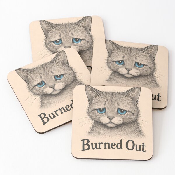 Item preview, Burned Out – Emotional Cat Illustration | Mental Health Art designed and sold by FeelingEmotions.