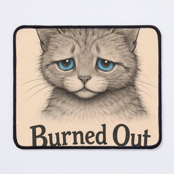 Item preview, Burned Out – Emotional Cat Illustration | Mental Health Art designed and sold by FeelingEmotions.