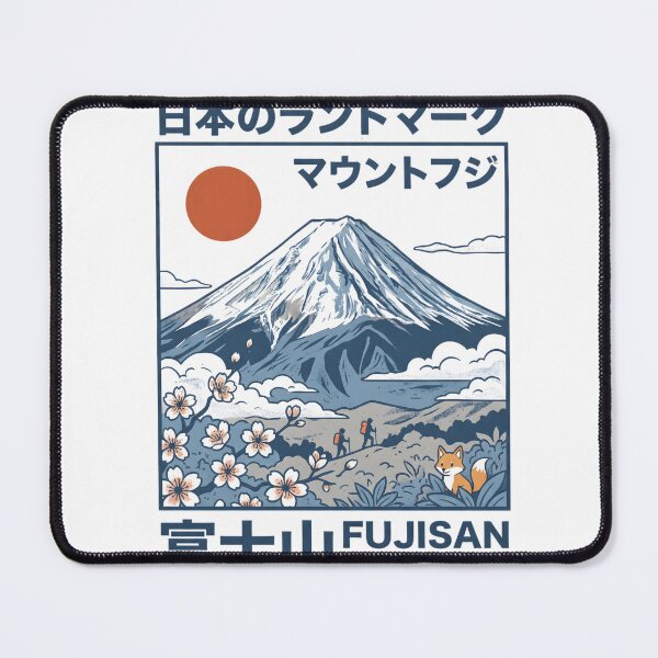 Item preview, Mount Fuji Japan Travel Poster - Fujisan Vintage Retro Sakura & Fox Illustration designed and sold by RectifyFashions.