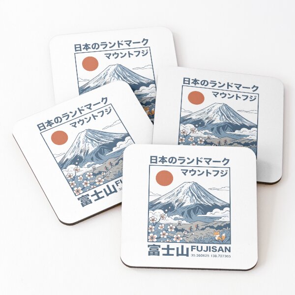 Item preview, Mount Fuji Japan Travel Poster - Fujisan Vintage Retro Sakura & Fox Illustration designed and sold by RectifyFashions.