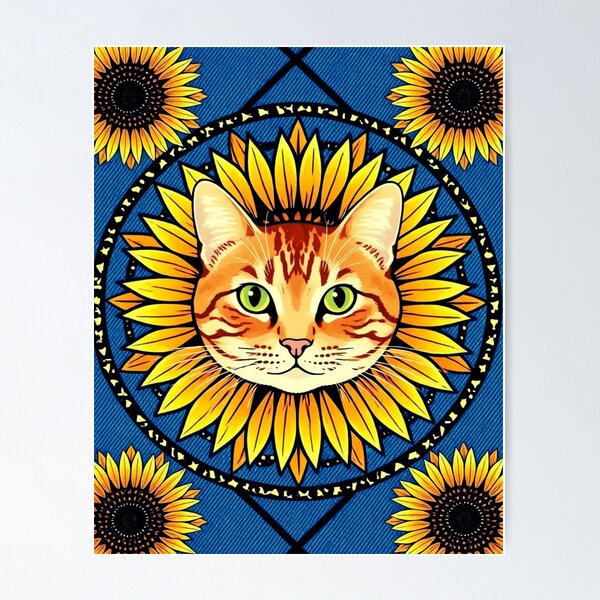 Artikelvorschau,  Geometric Cat- ginger tabby sunflower entworfen und verkauft von Avalon Art.