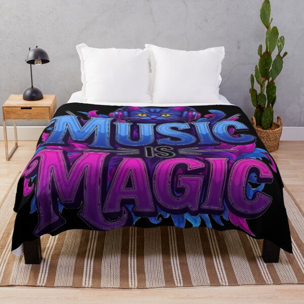 Item preview, Vibrant Synthwave Cat DJ | Music Is Magic Neon Typography Design designed and sold by LoveDesignMania.