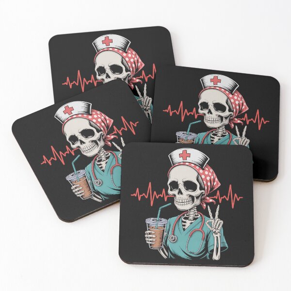 Item preview, Funny Skeleton Nurse Coffee Lovers designed and sold by tiekanamac.