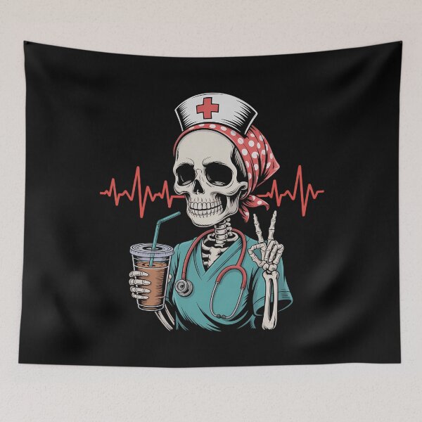 Item preview, Funny Skeleton Nurse Coffee Lovers designed and sold by tiekanamac.
