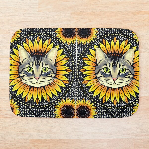 Item preview, Geometric Cat- silver tabby sunflower designed and sold by Avalon Art.