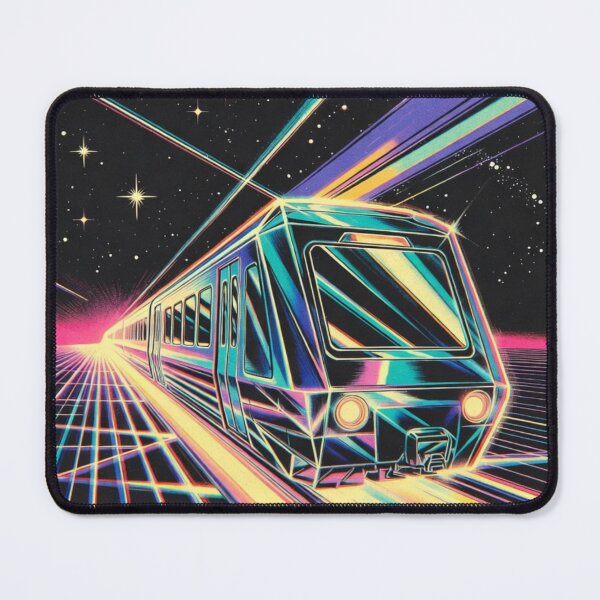 Item preview, NEON WARP DRIVE: Synthwave Retro-Futuristic Space Train Art designed and sold by DeluluWear.