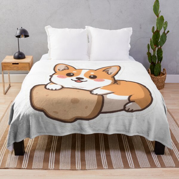 Item preview, Cute Corgi Holding Potato – Kawaii Dog Sticker Illustration designed and sold by Visualynx.
