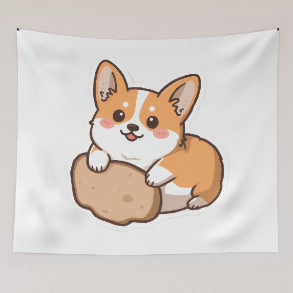 Item preview, Cute Corgi Holding Potato – Kawaii Dog Sticker Illustration designed and sold by Visualynx.