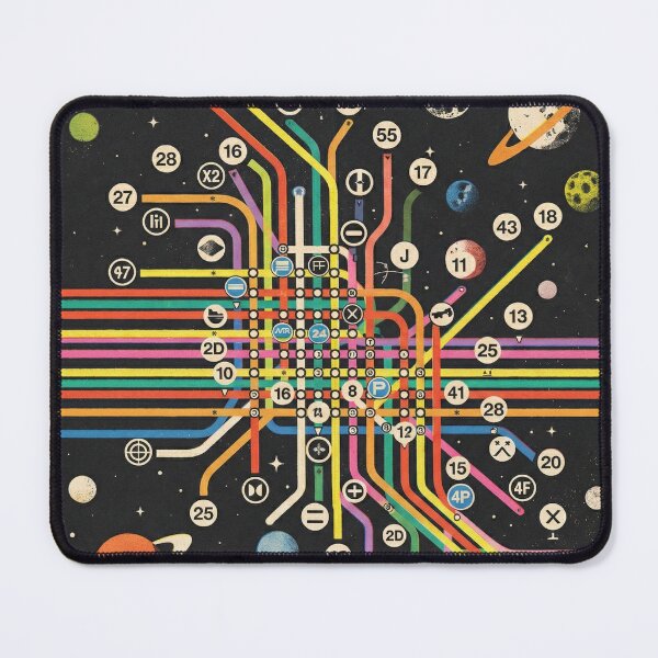 Item preview, Retro Psychedelic Space Subway Map – "The Cosmic Commute" Vintage Sci-Fi Transit Art designed and sold by DeluluWear.