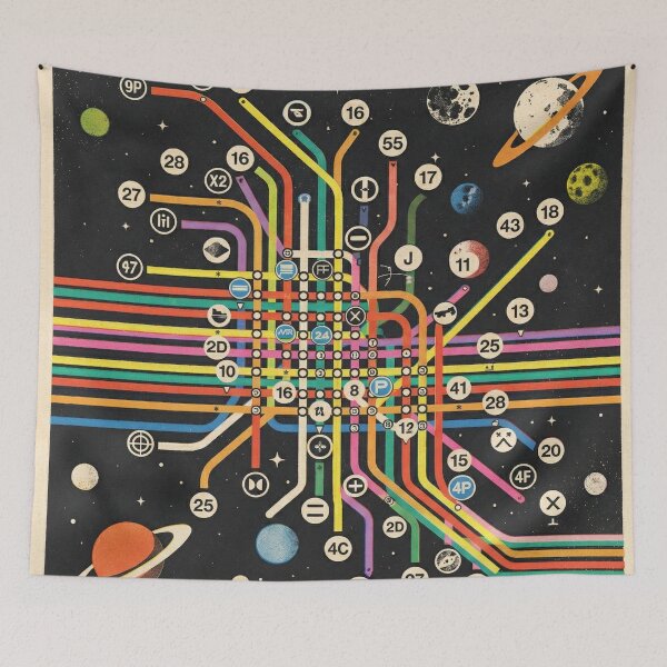 Item preview, Retro Psychedelic Space Subway Map – "The Cosmic Commute" Vintage Sci-Fi Transit Art designed and sold by DeluluWear.